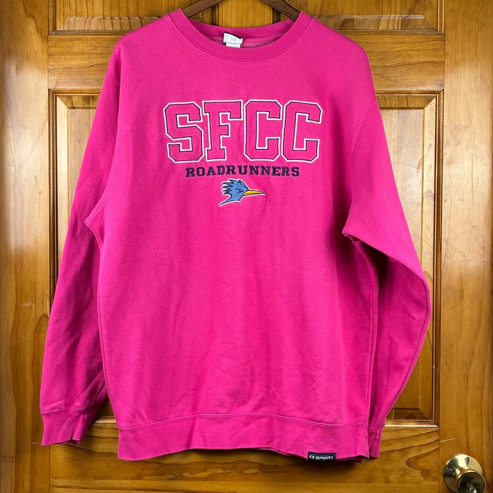 CI Sport SFCC Roadrunners Pink Crewneck Sweatshirt Large Collegiate Embroidered
